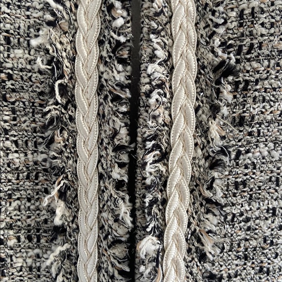 Ellen Tracy tweed blazer jacket sparkle black cream grey Chanel vibe size 10 - Picture 5 of 16